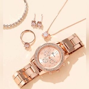 Women's Quartz Watch& 5 pcs Jewelry